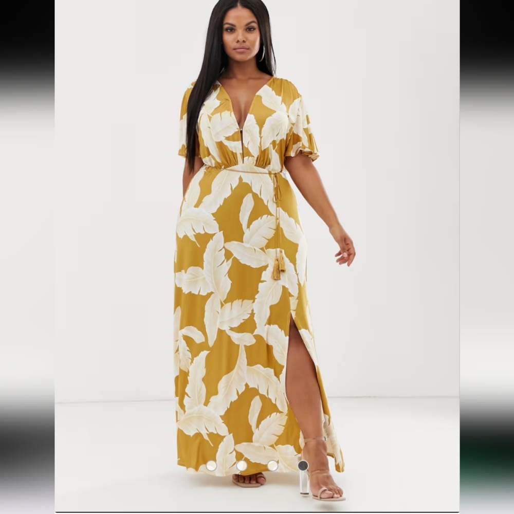 ASOS DESIGN Curve floral flutter sleeve maxi dress